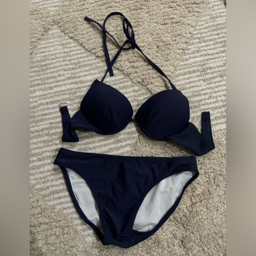 Blue Padded Bikini Top and Matching Bottom